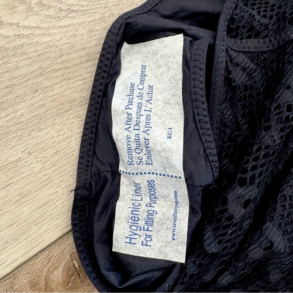 NWT! BECCA BY REBECCA VIRTUE, Crochet One-Piece Swimsuit in black. - Picture 10 of 10